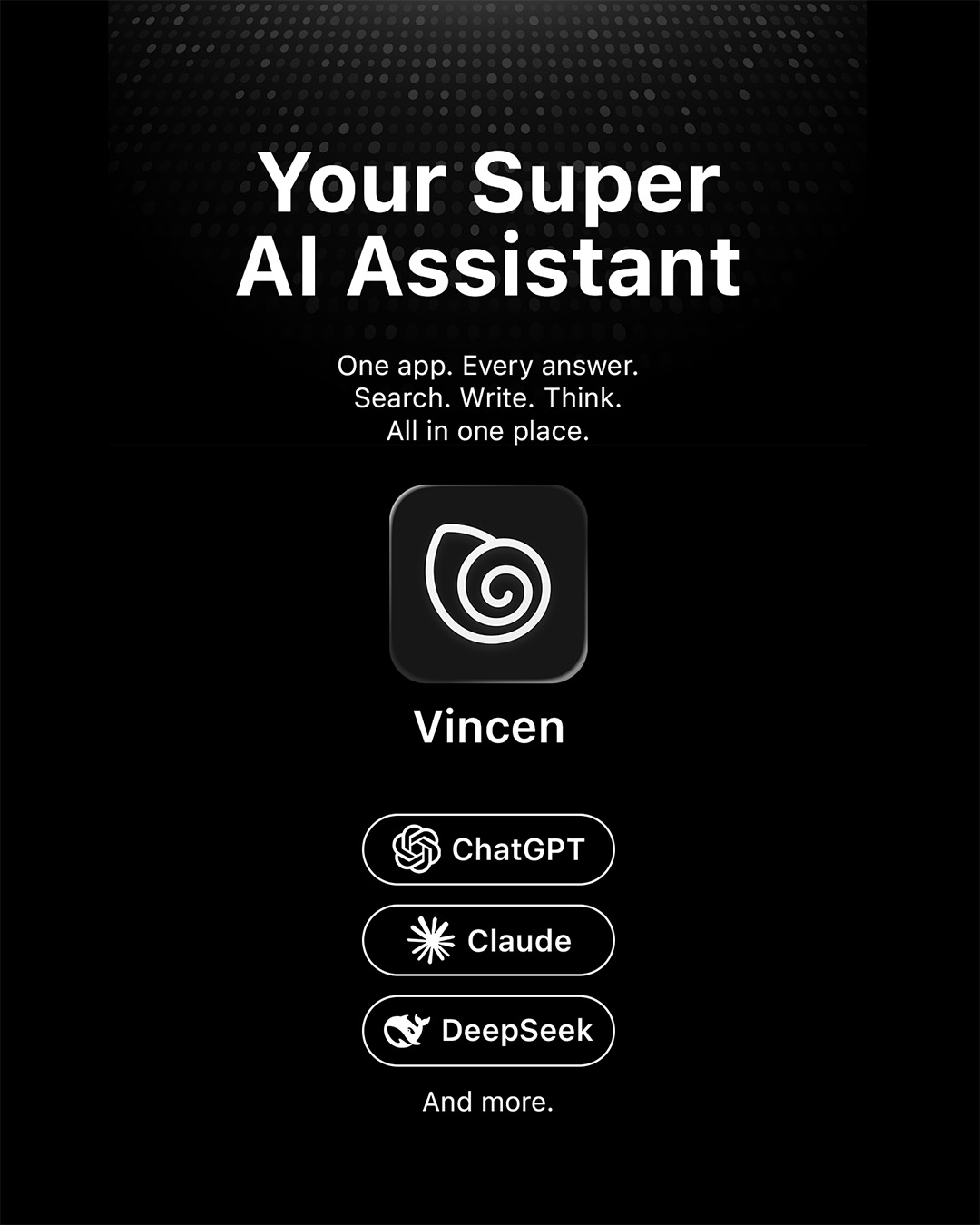 Bonus static ad: Your Super AI Assistant with Vincen and supported models